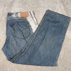 Levis 569 Thrashed Blue Jeans Mens 38 X 32 (FITS 40 X 32) STAIN BLEACH HOLES
